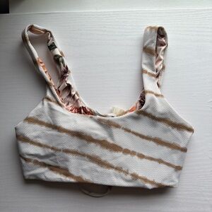 Maaji Cream and Brown Textured Bikini Top